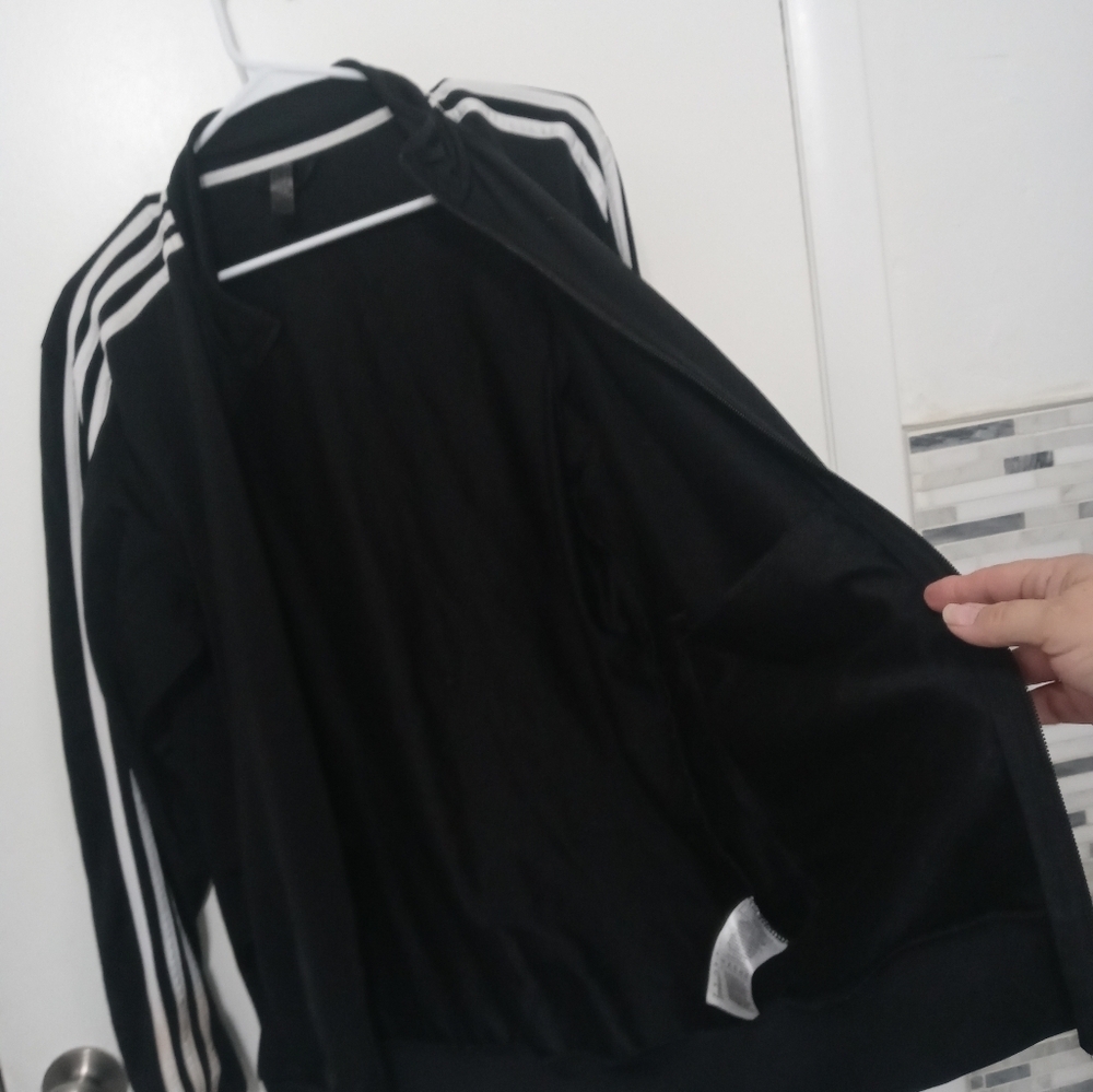 Adidas Essentials Tricot Full Zip Black White 3 Stripes Track Jacket Men's M - Picture 7 of 9